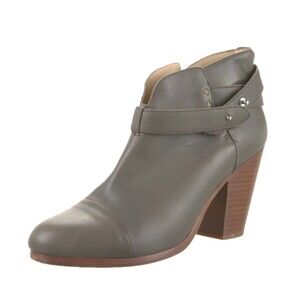 Rag & Bone "Harrow" Gray Leather & Block Heel Ankle Boots, Size EU 39.5/US 9